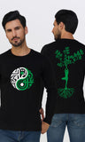 Mebadass Men's Energy Ring & Spiritual Tree Printed Fullsleeve T-shirt - Black