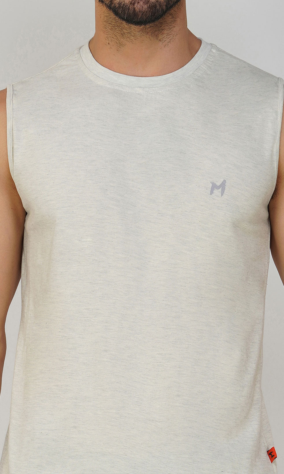 Mebadass Cotton Men's Sleeveless Regular Size Vests - Light Grey