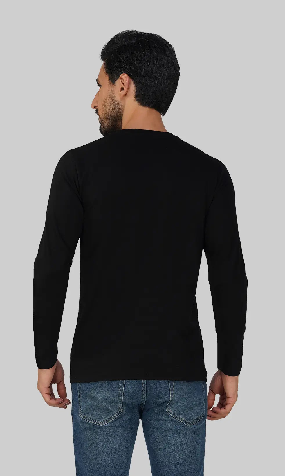 Mebadass Cotton Men's Fullsleeve Regular Size T-shirt - Black