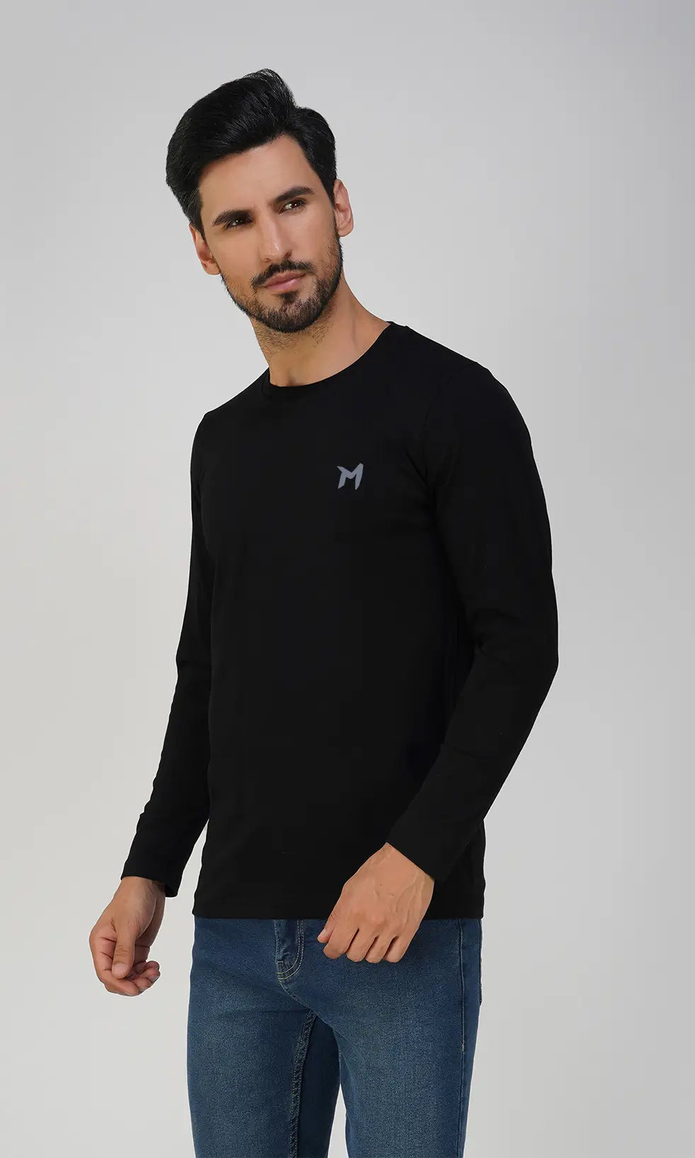 Mebadass Cotton Men's Fullsleeve Regular Size T-shirt - Black