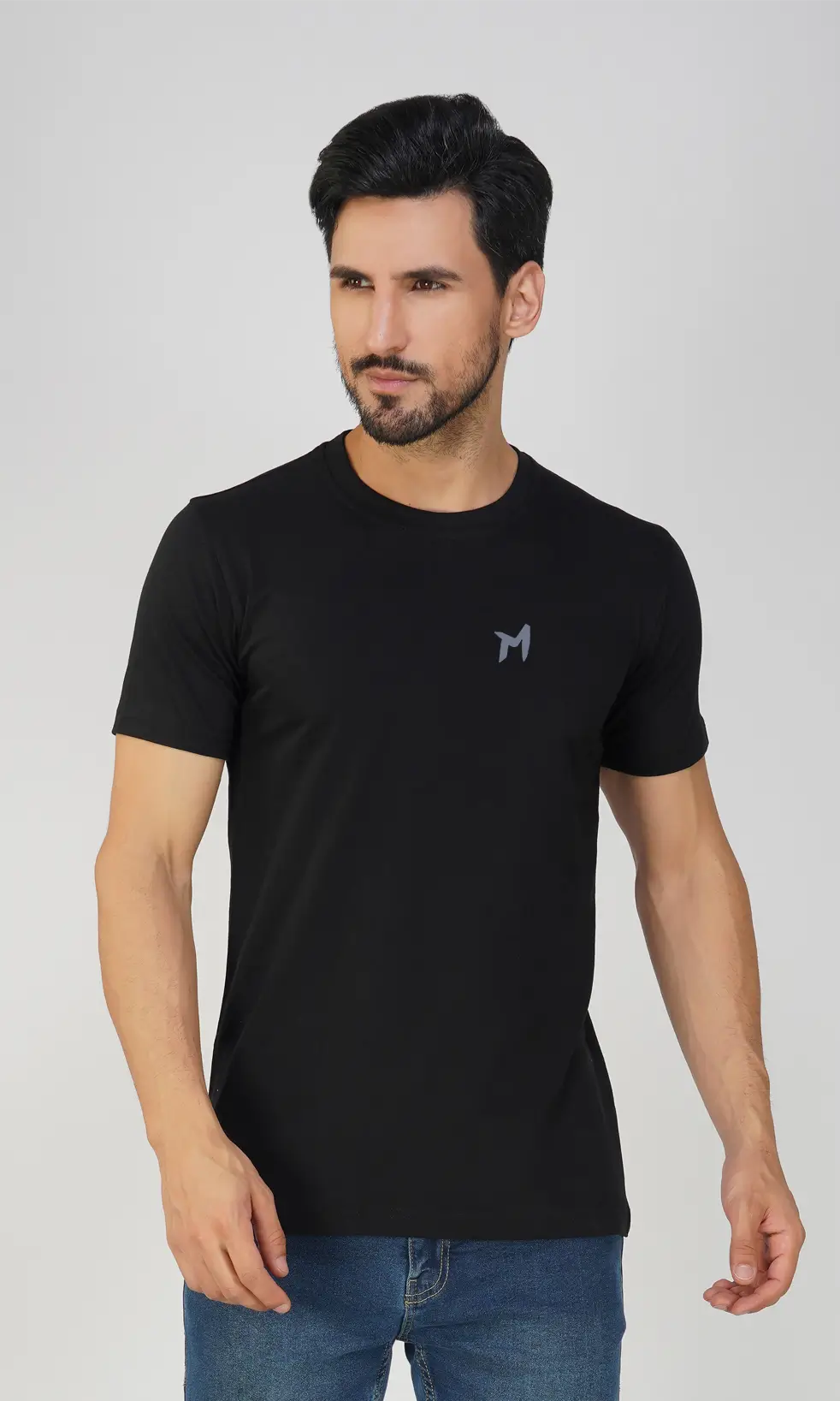 Mebadass Cotton Men's Basic Solid Halfsleeves T-shirts - Black