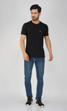Mebadass Cotton Men's Basic Solid Halfsleeves T-shirts - Black