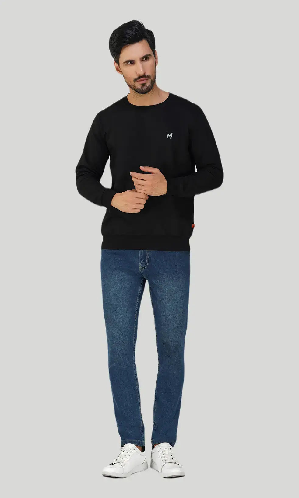 Mebadass Cotton Men's Winterwear Sweatshirt - Black