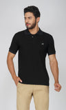 Mebadass Cotton Men's Plain Polo Neck Collar T-shirt - Black