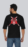 Men's Loin Sword Graphic Printed Oversized T-shirt - Black