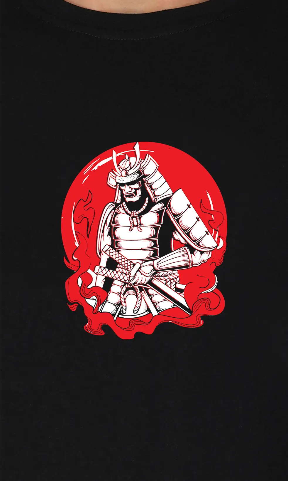 Men's Samurai Sword Graphic Printed Oversized T-shirt - Black