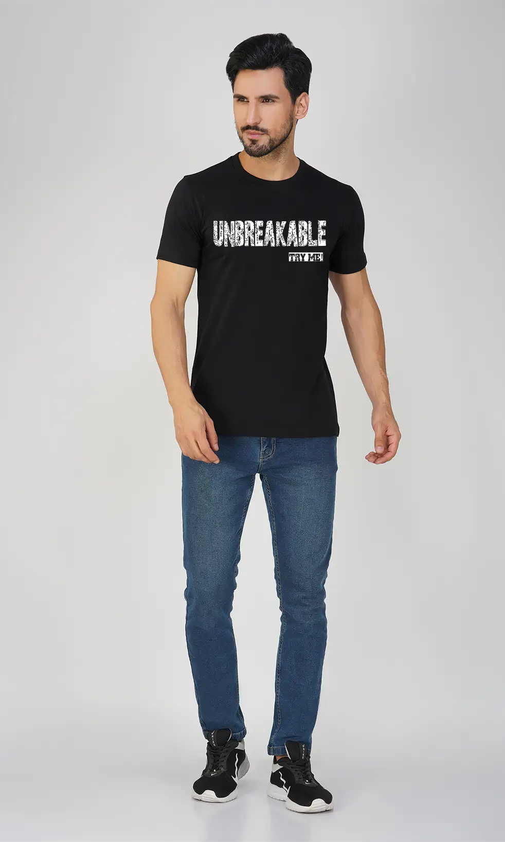 Men's Unbreakable Regular Fit Halfsleeves T-shirts - Black