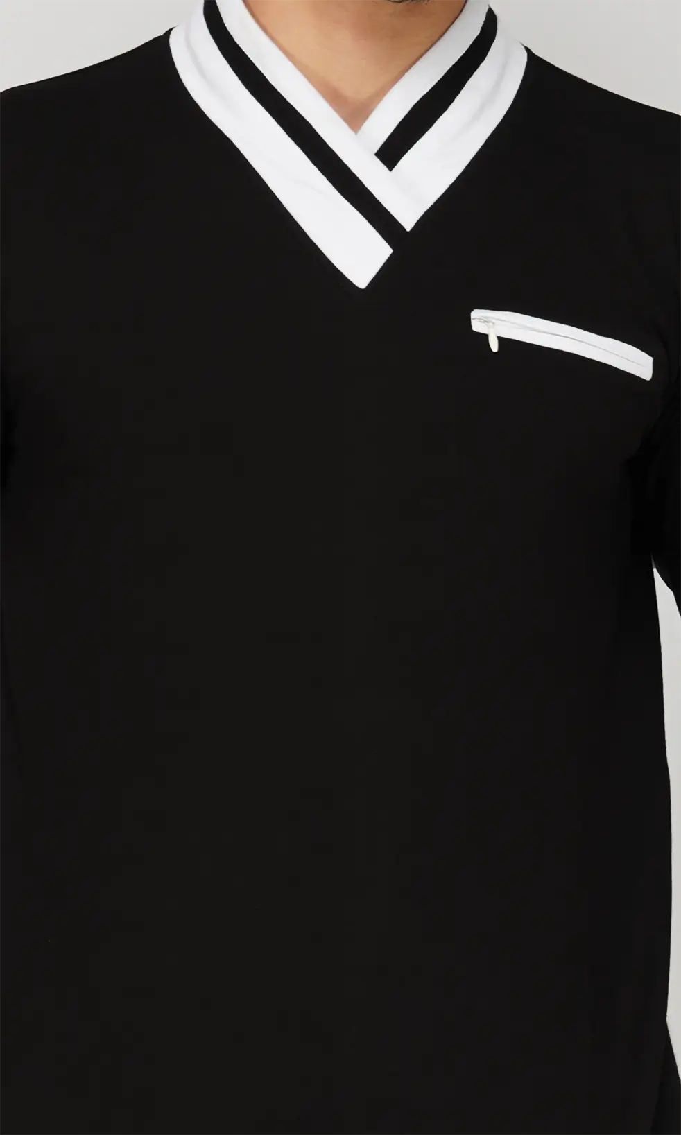Mebadass Men's Fullsleeve Colorblocked Regular Size T-shirt - Black White
