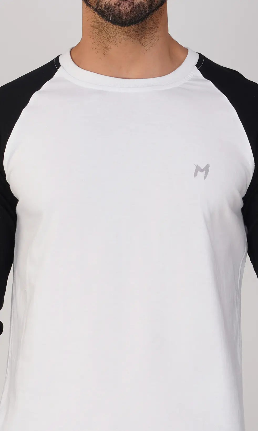 Mebadass Men's Fullsleeve Raglan T-shirt - Black White