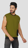 Mebadass ColorBlocked OverSized Mens Vests - Olive Green & Black