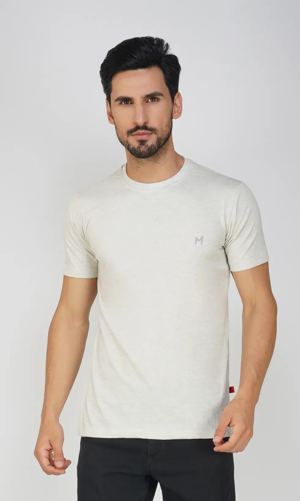 Mebadass Cotton Men's Basic Solid Halfsleeves T-shirts - Light Grey
