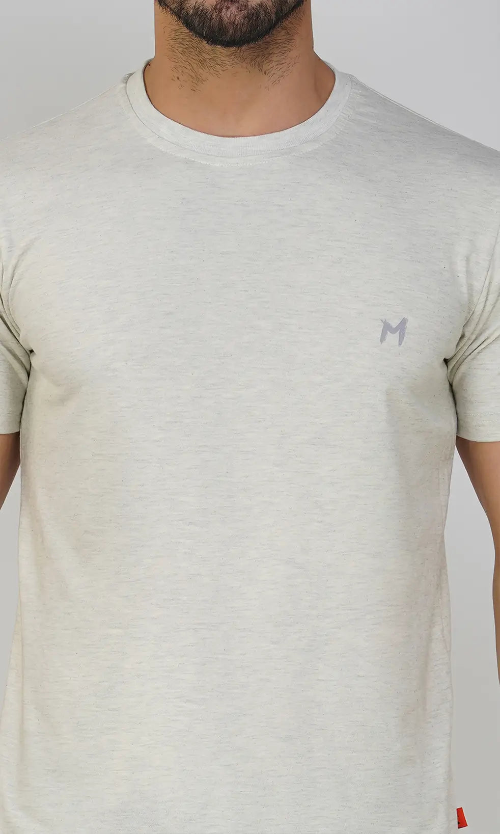 Mebadass Cotton Men's Basic Solid Halfsleeves T-shirts - Light Grey