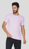 Mebadass Cotton Mens Basic Solid Halfsleeves T-shirts - Lavender