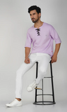 Mebadass Men's OverSized Solid Hippie T-shirts - Lavender