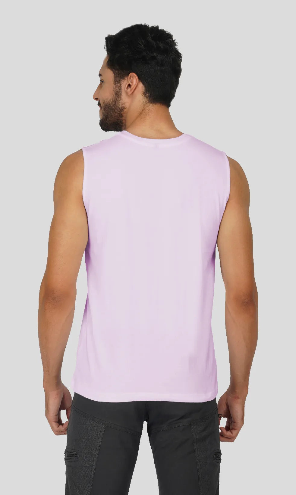 Mebadass Cotton Men's Sleeveless Regular Size Vests - Lavender