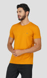 Mebadass Cotton Mens Basic Solid Halfsleeves T-shirts - Mustard Yellow