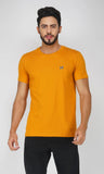 Mebadass Cotton Mens Basic Solid Halfsleeves T-shirts - Mustard Yellow