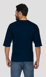 Mebadass Cotton Men's OverSized/Baggy Dropshoulder T-shirts - Navy Blue