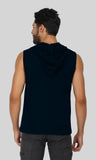 Mebadass Cotton Men's Sleeveless Vest with Hood- Navy Blue
