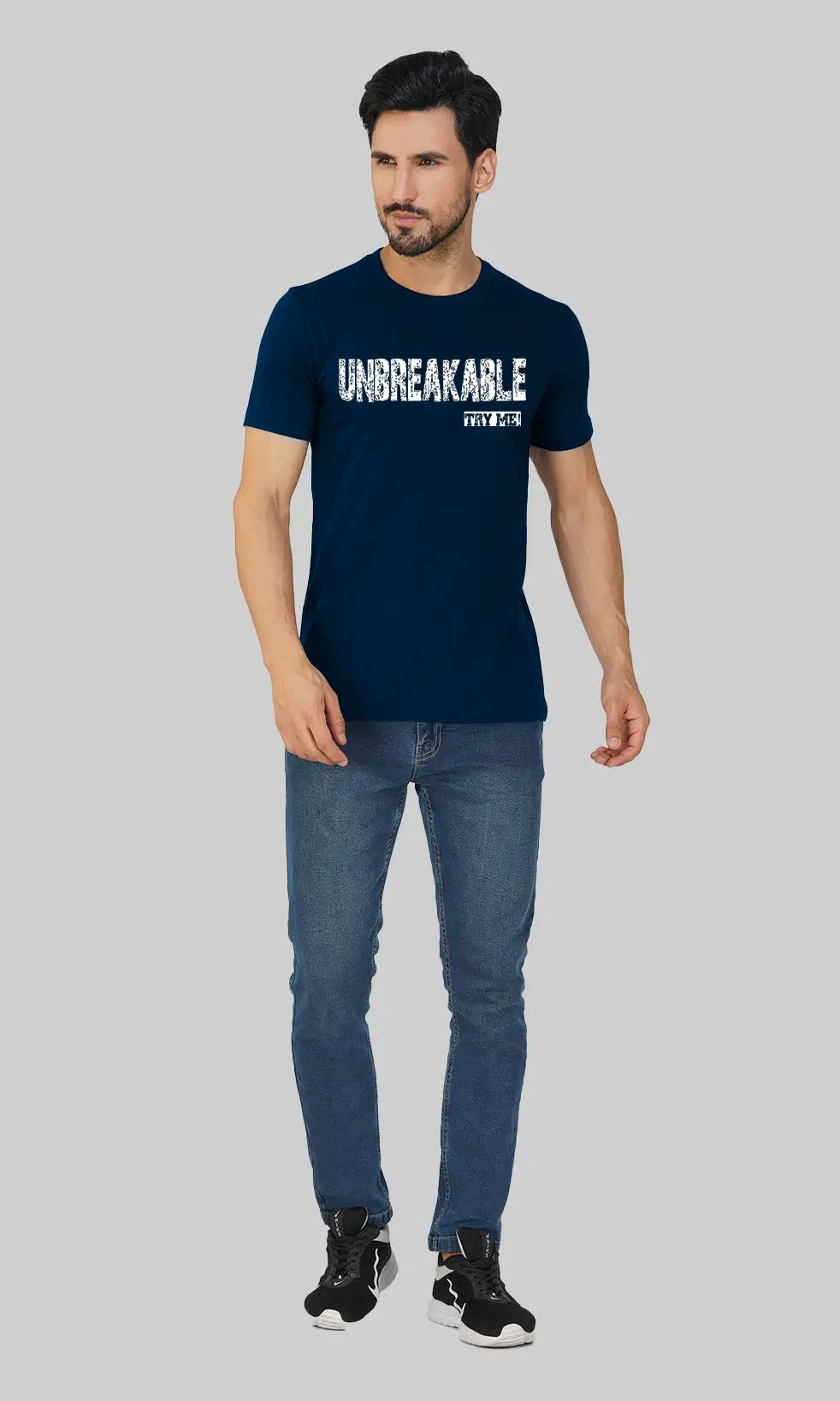 Men's Unbreakable Regular Fit Halfsleeves T-shirts - Navy Blue