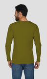 Mebadass Cotton Mens Fullsleeve Regular Size T-shirt - Olive Green