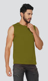 Mebadass Cotton Men's Sleeveless Regular Size Vests - Olive Green