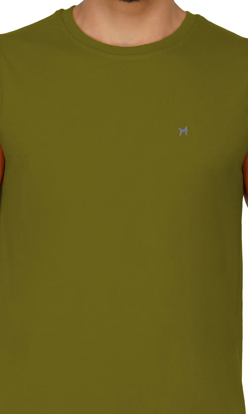 Mebadass Cotton Men's Sleeveless Regular Size Vests - Olive Green