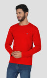 Mebadass Cotton Mens Fullsleeve Regular Size T-shirt - Red