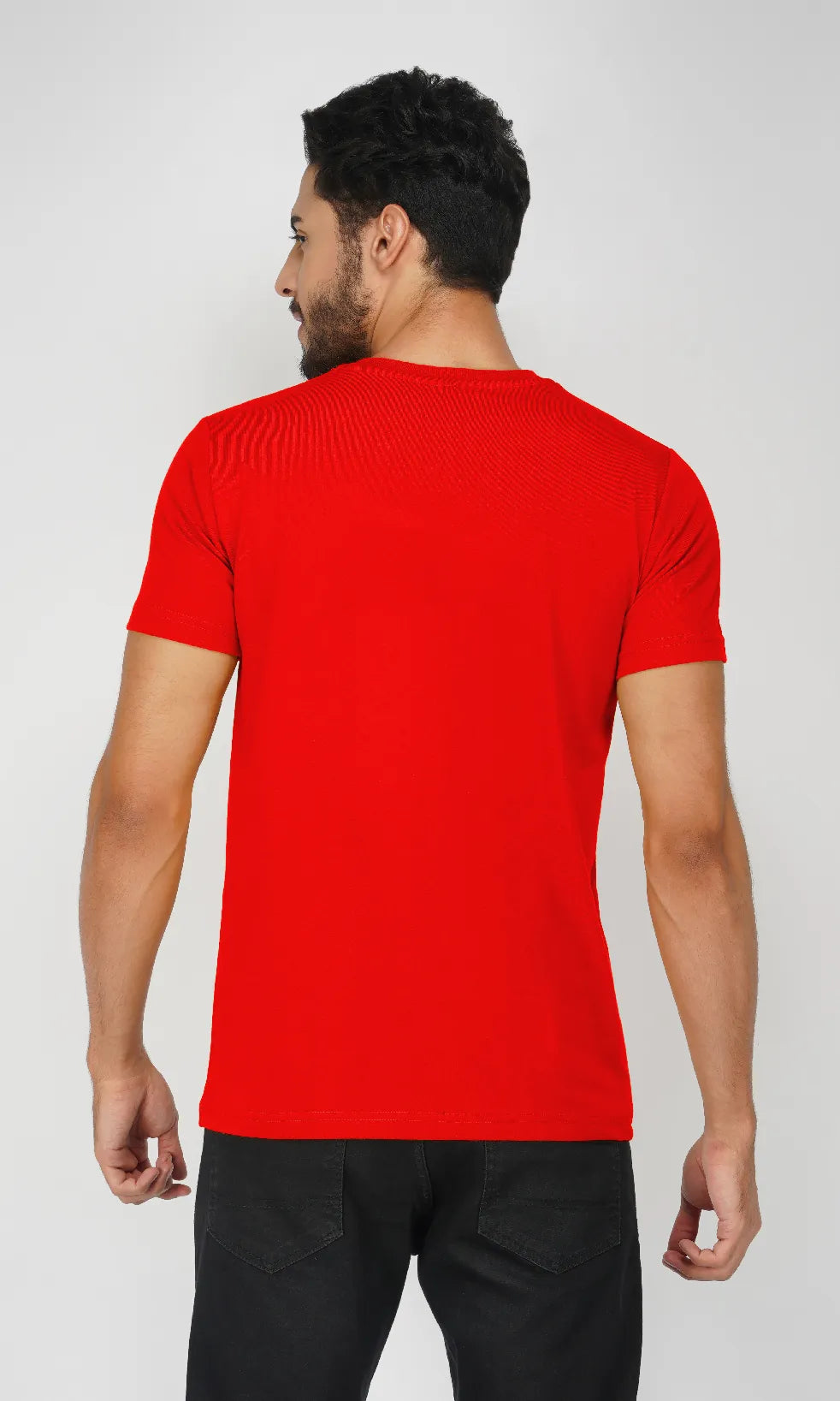 Mebadass Cotton Mens Basic Solid Halfsleeves T-shirts - Red