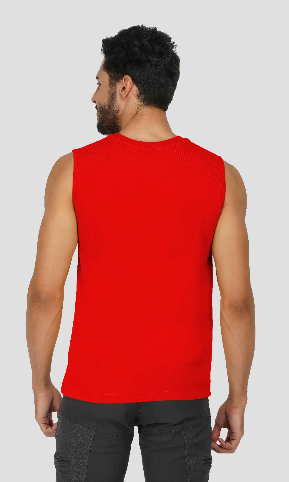 Mebadass Cotton Men's Sleeveless Regular Size Vests - Red
