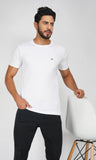 Mebadass Cotton Mens Basic Solid Halfsleeves T-shirts - White