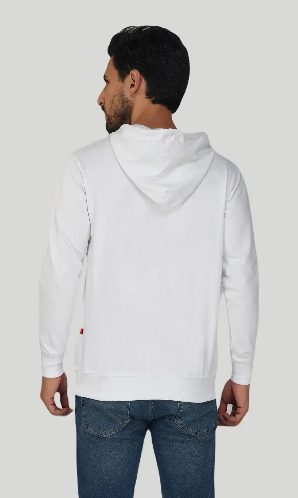 Mebadass Cotton Men's Winterwear Hoodie - White