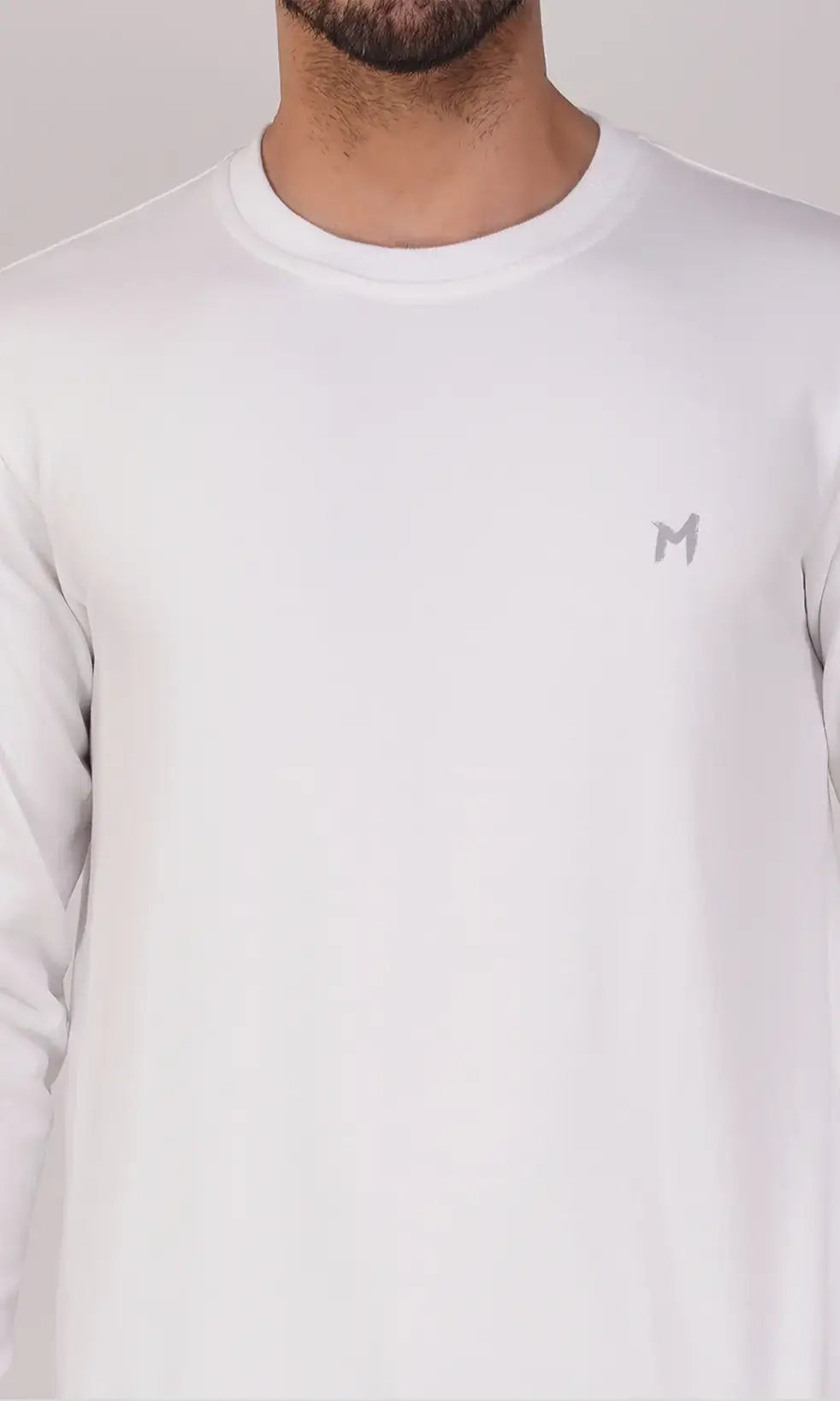Mebadass Cotton Men's Winterwear Sweatshirt - White