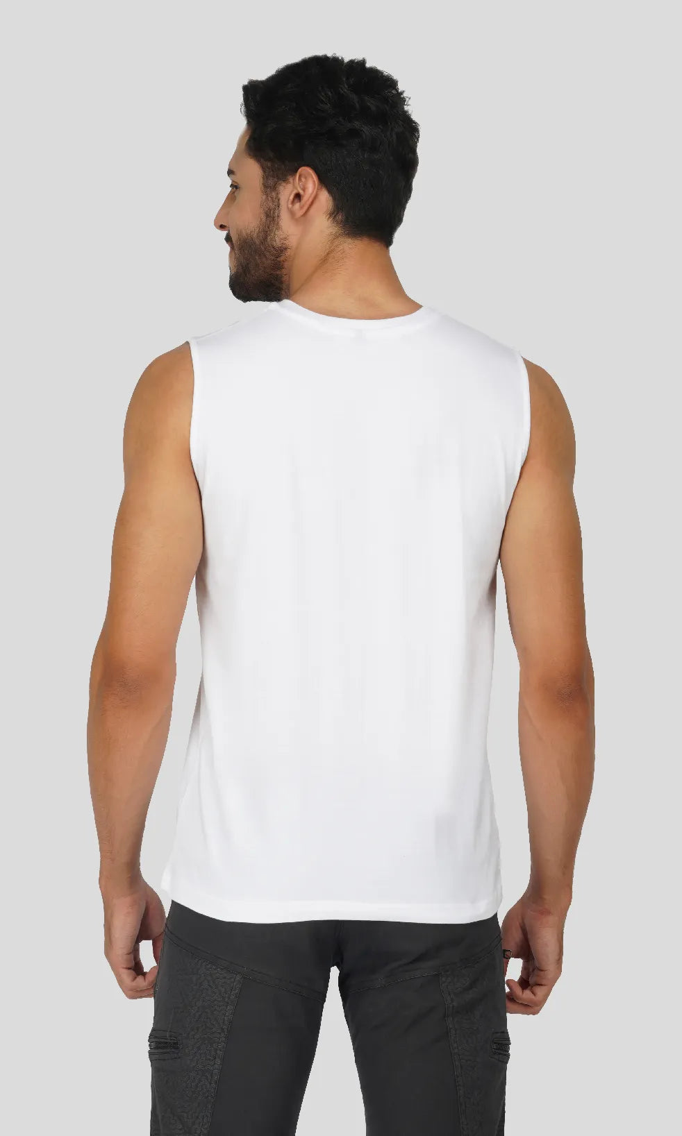 Mebadass Cotton Men's Sleeveless Regular Size Vests - White